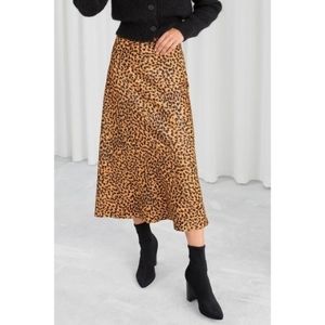 & Other Stories Leopard Print Midi Skirt in Tan and Black